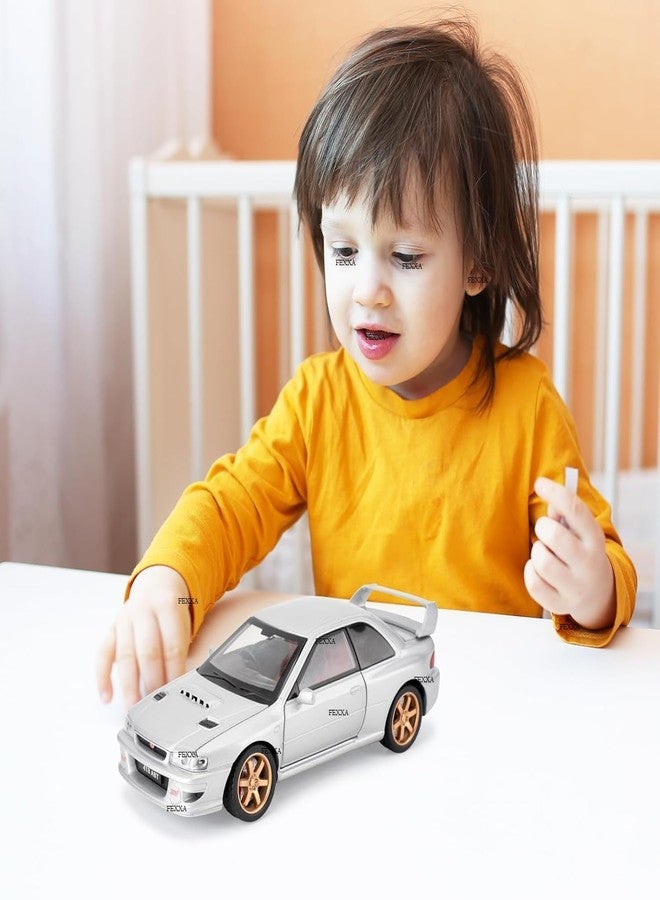 FEXXA سيارة FEXXA 1/32 متوافقة مع سيارة سوبارو إمبريزا WRX STI النموذجية، لعبة سيارة قابلة للتحصيل تعمل بالسحب للخلف مصنوعة من المعدن المصبوب مع أصوات وأضواء للأطفال والأولاد والبنات والكبار، هدية (فضية) - Image 2